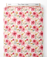 Tissu - fleurs roses