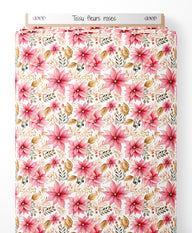 Tissu - fleurs roses