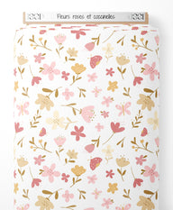 Tissu - Fleurs roses et coccinelles
