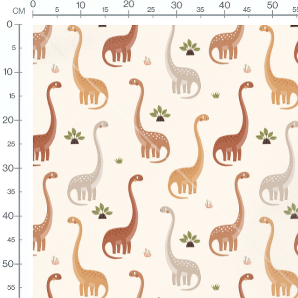 Tissu - Dinosaures mignons sur fond clair