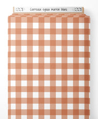 Tissu - Carreaux égaux marron blanc