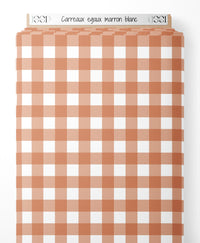 Tissu - Carreaux égaux marron blanc