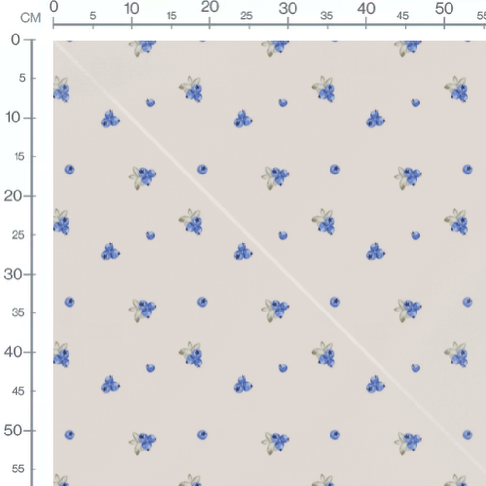 Tissu - Baies bleues sur fond beige