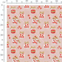 Tissu - Fraises rouges sur rose