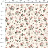 Tissu - Roses variées sur fond crème