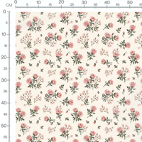 Tissu - Roses variées sur fond crème