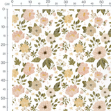 Tissu - Fleurs roses et jaunes étoilées