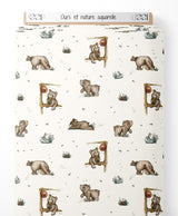 Tissu - Ours et nature aquarelle