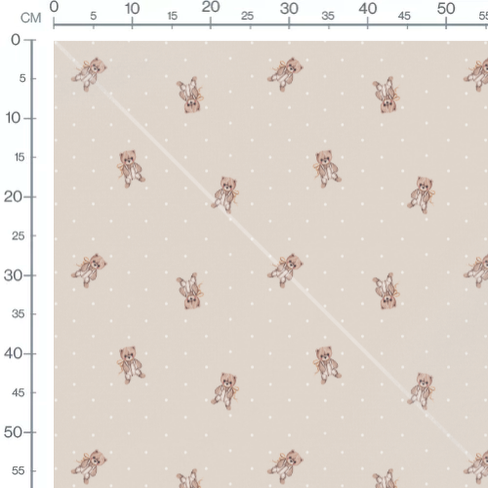 Tissu - Oursons marron sur beige 2