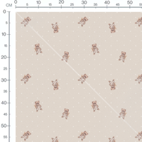 Tissu - Oursons marron sur beige 2