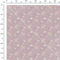 Tissu - Fleurs délicates sur fond mauve