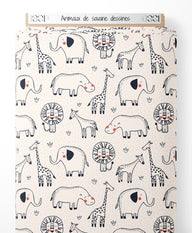 Tissu - Animaux de savane dessinés