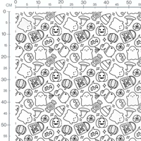 Tissu - Motifs Halloween noir et blanc