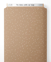 Tissu - Pois blancs petits sur beige