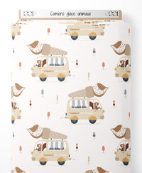 Tissu - Camions glace animaux
