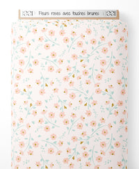 Tissu - Fleurs roses avec touches brunes