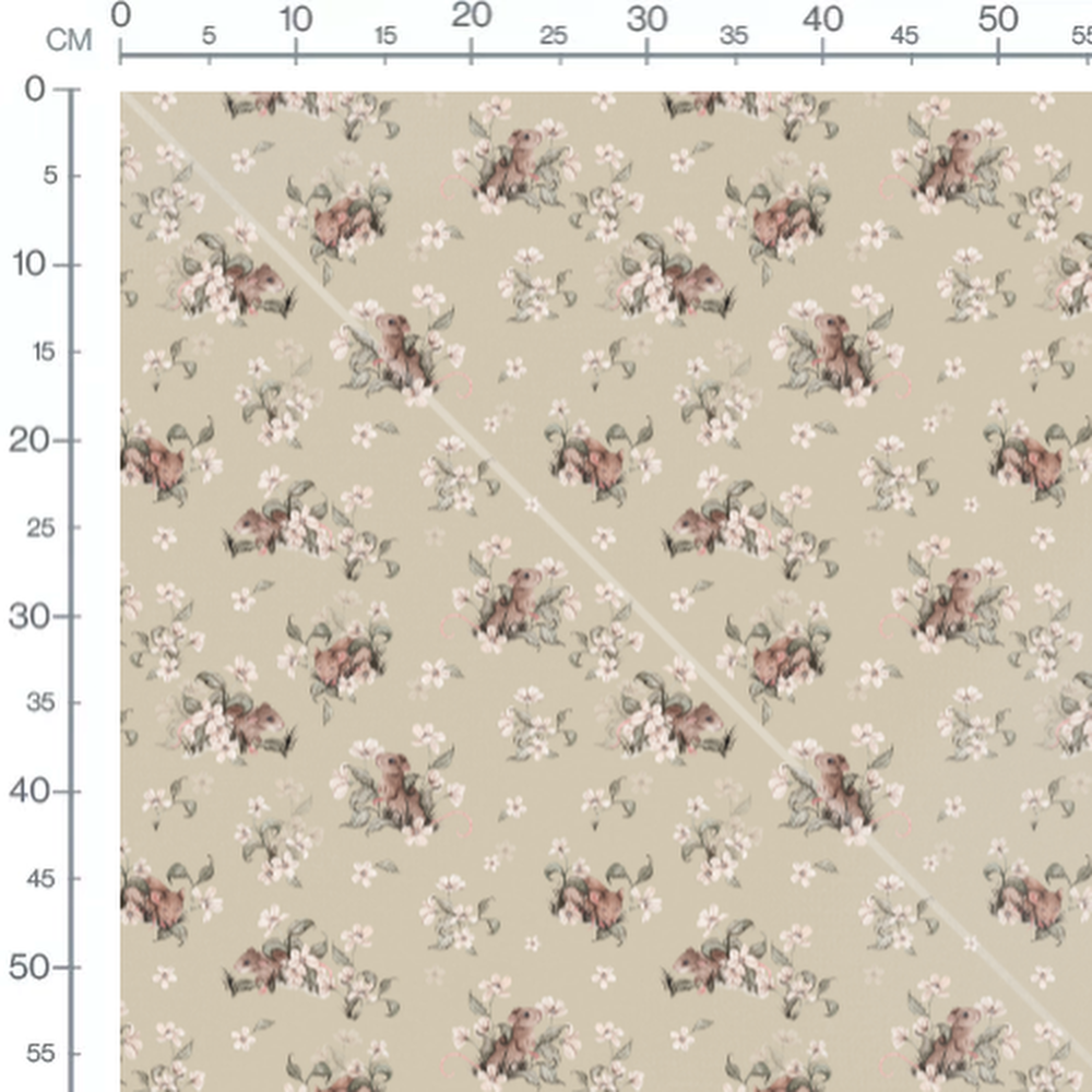 Tissu - Rongeurs et fleurs pastel