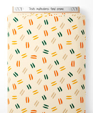 Tissu - Traits multicolores sur fond crème