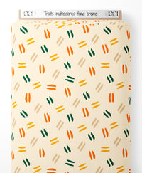 Tissu - Traits multicolores sur fond crème