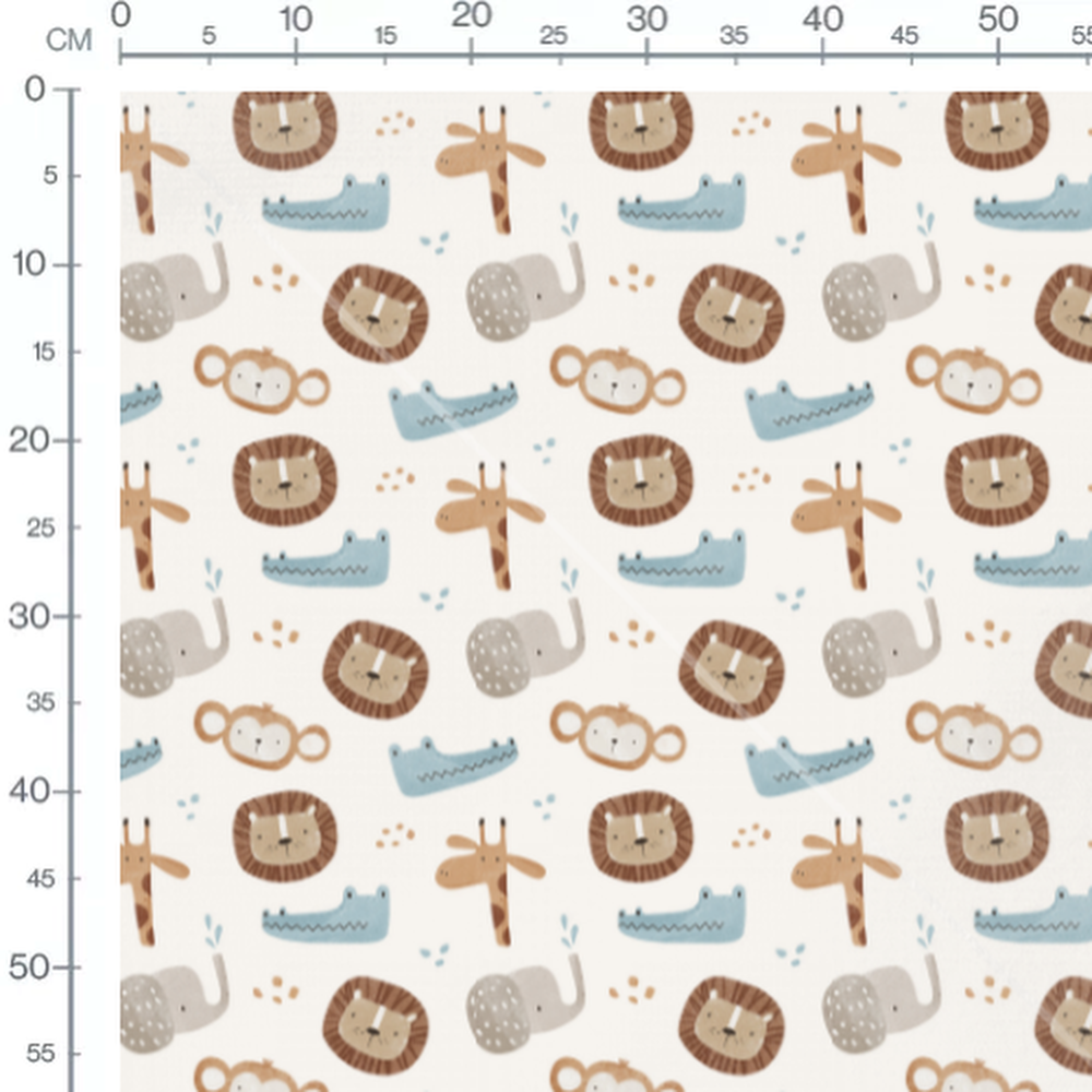Tissu - Animaux stylisés sur fond blanc 2
