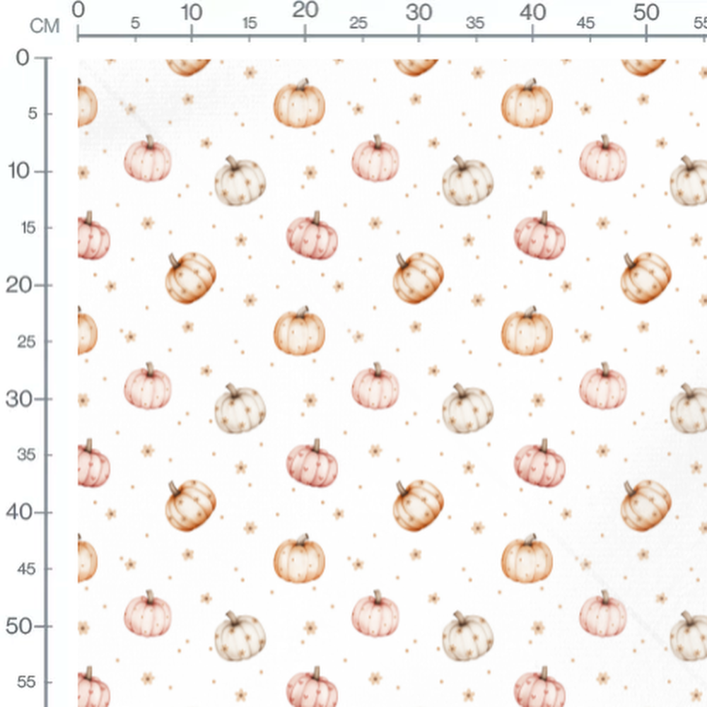 Tissu - Citrouilles et fleurs pastel