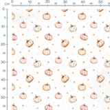 Tissu - Citrouilles et fleurs pastel
