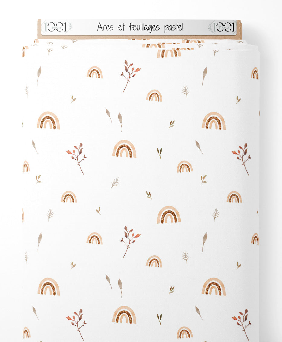 Tissu - Arcs et feuillages pastel