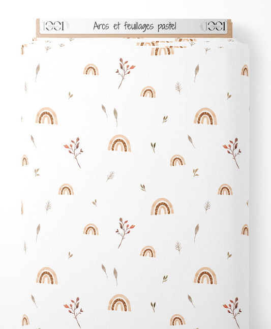 Tissu - Arcs et feuillages pastel
