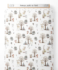 Tissu - Animaux pastel en forêt