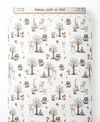 Tissu - Animaux pastel en forêt
