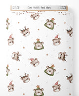 Tissu - Ours festifs sur fond blanc