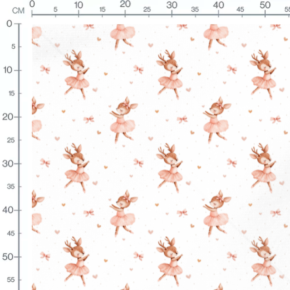 Tissu - Faons danseurs et cœurs