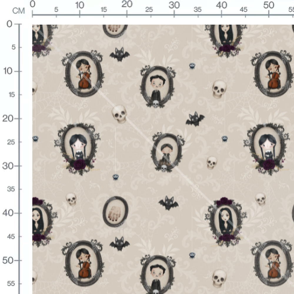 Tissu - Portraits gothiques et crânes