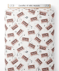 Tissu - Cassettes et notes musicales