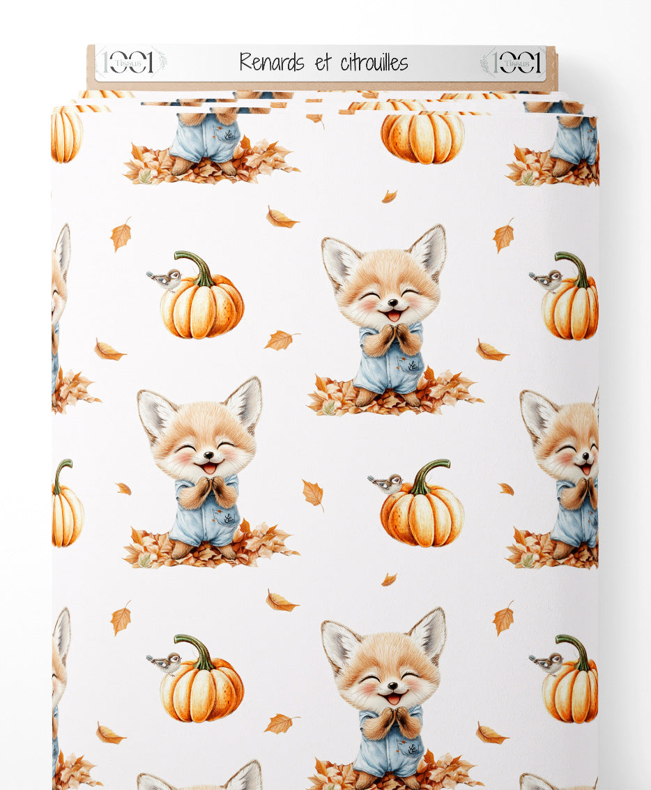 Tissu - Renards et citrouilles