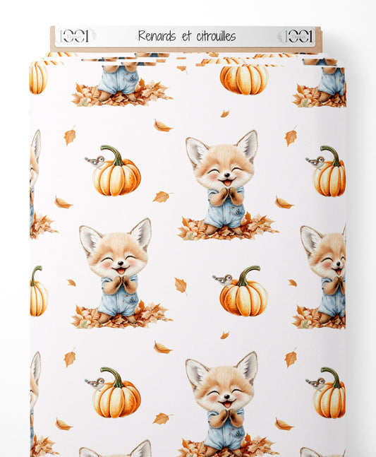 Tissu - Renards et citrouilles