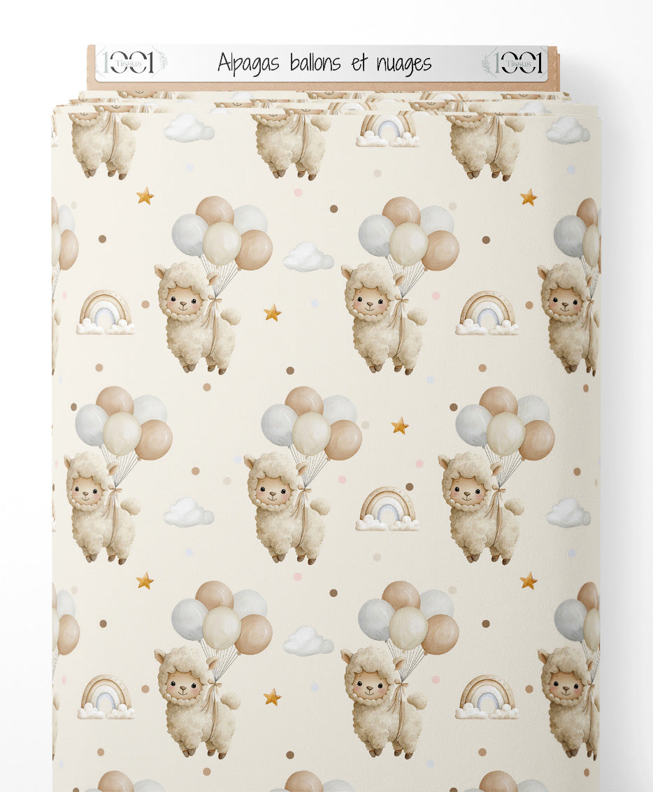 Tissu - Alpagas ballons et nuages