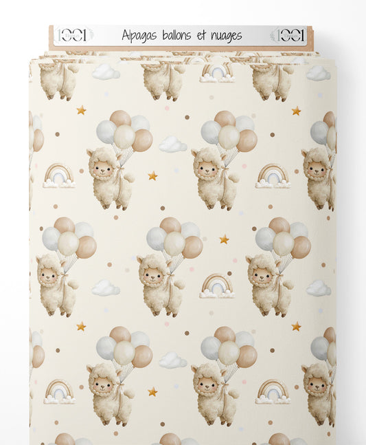 Tissu - Alpagas ballons et nuages
