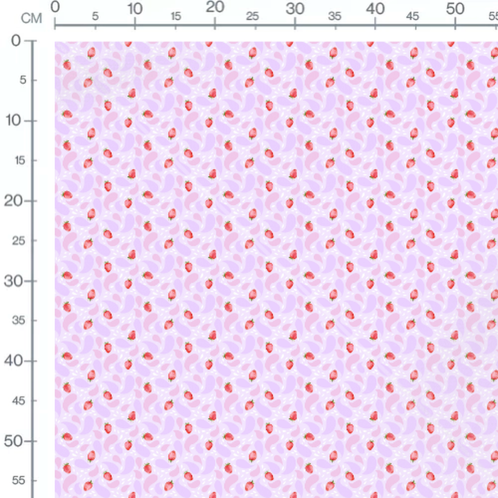 Tissu - Fraises rouges sur violet