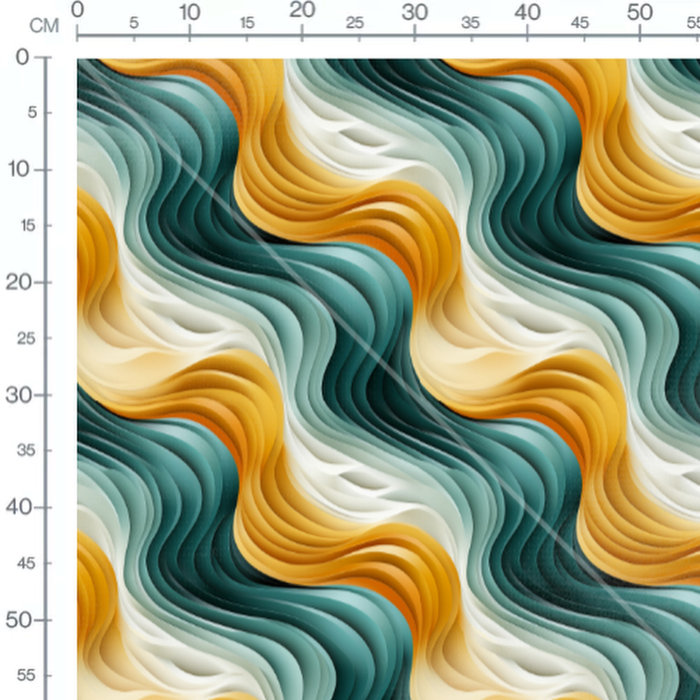 Tissu - Ondes Abstraites Jaune Vert