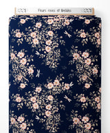 Tissu - Fleurs roses et libellules