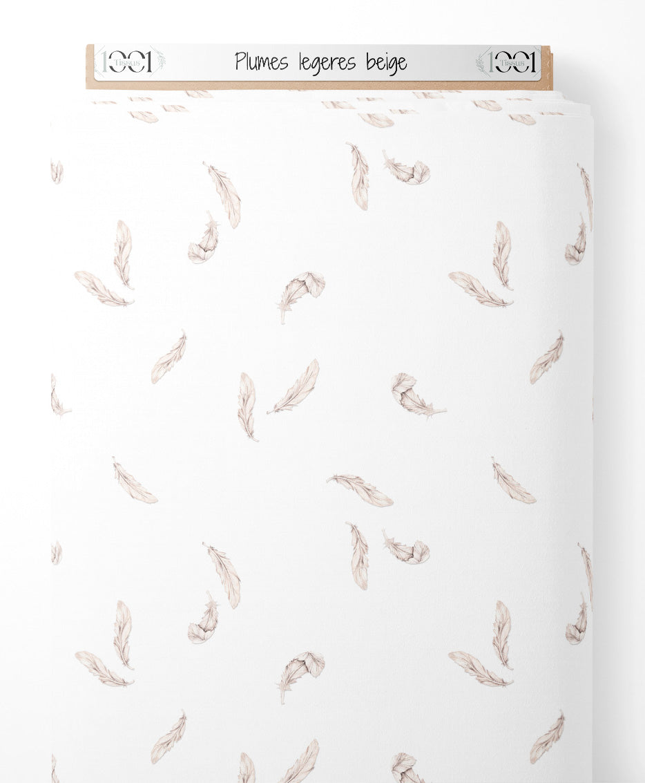 Tissu - Plumes légères beige