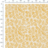 Tissu - Feuilles dorées sur blanc