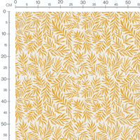 Tissu - Feuilles dorées sur blanc