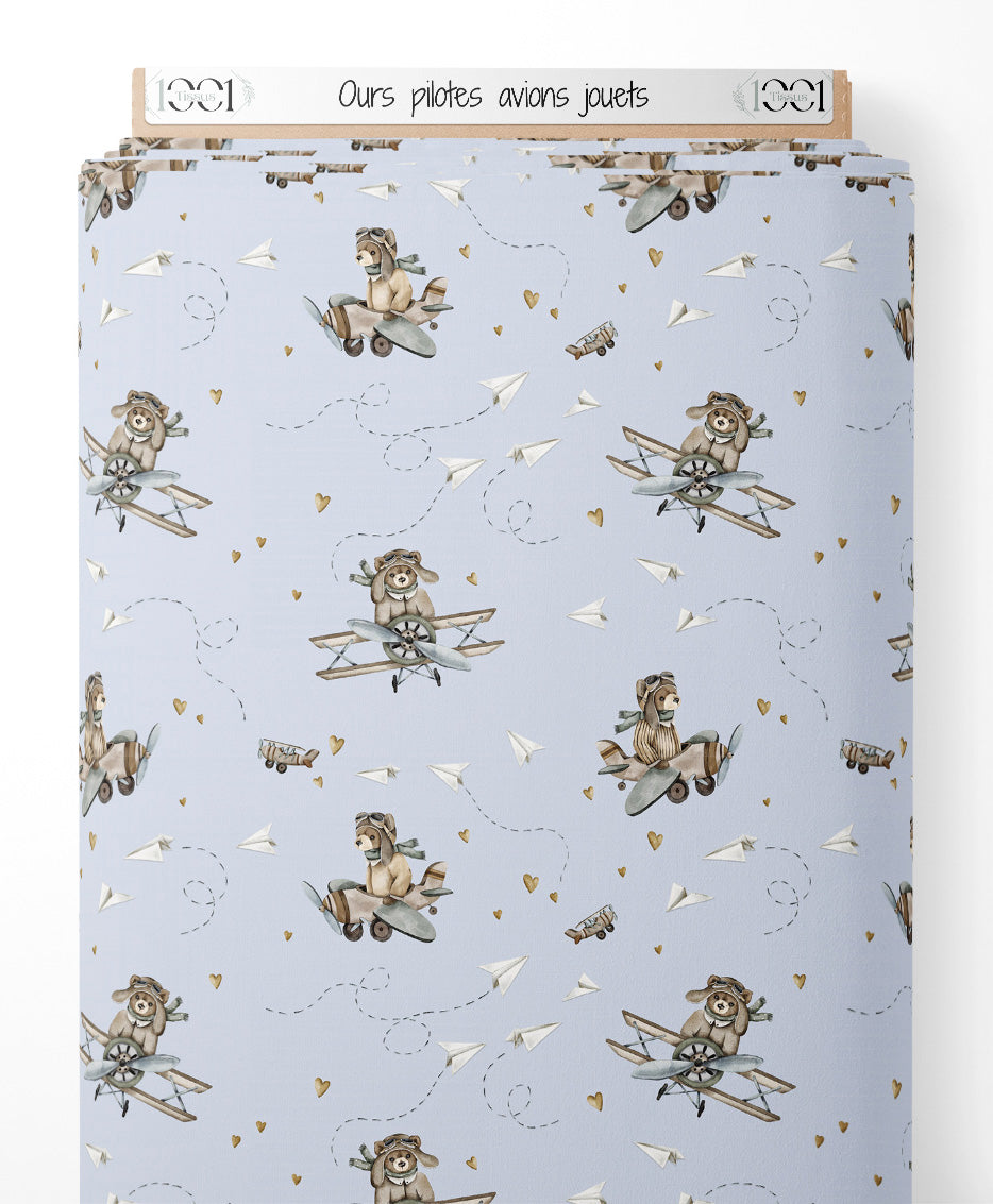 Tissu - Ours pilotes avions jouets