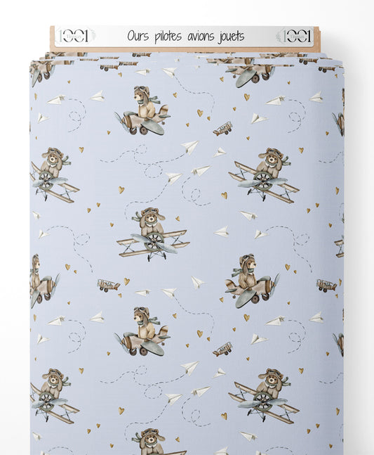 Tissu - Ours pilotes avions jouets