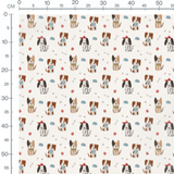 Tissu - Chiens sur fond blanc coloré 2