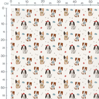 Tissu - Chiens sur fond blanc coloré 2