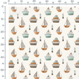 Tissu - Bateaux et phares terreux