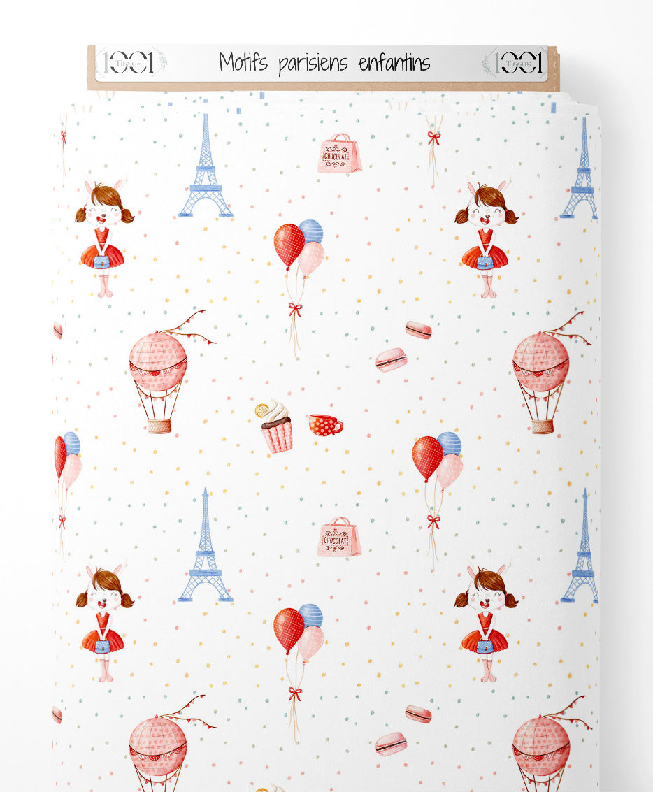 Tissu - Motifs parisiens enfantins